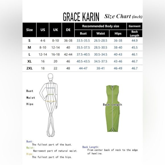 GRACE KARIN Women's Casual Knit Dress Sleeveless Summer V Neck Tie Waist Ribbed - Picture 5 of 8